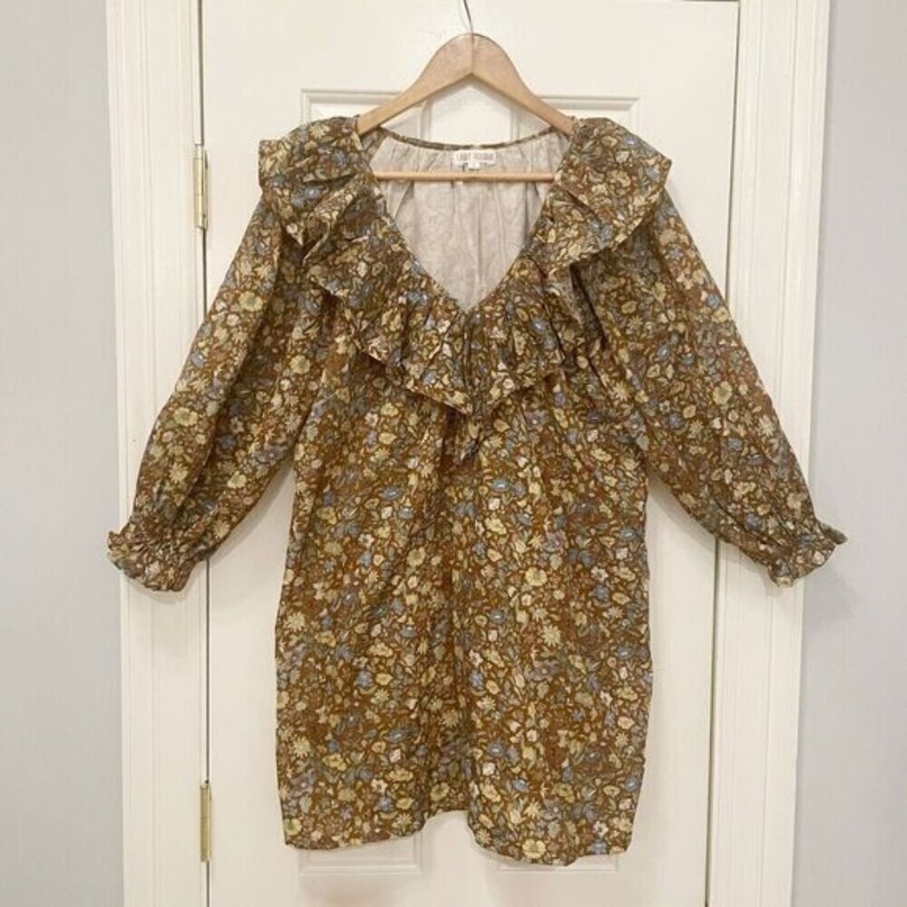 Grace Holiday Margaux Dress Autumn Floral Size Small Ruffle 100% Cotton Prairie